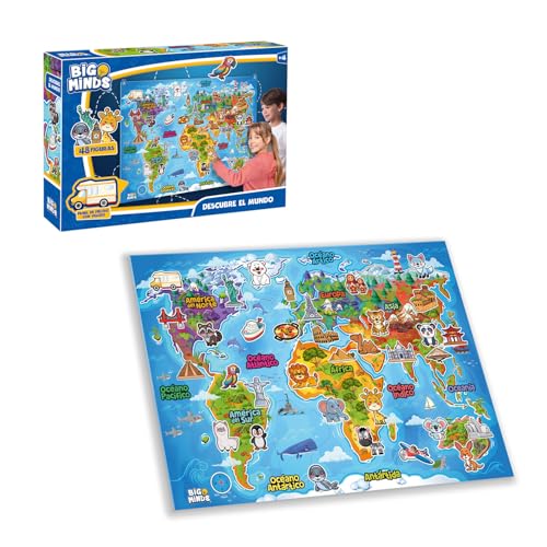 Party town Big Minds – Montessori Spielzeug Weltkarte für Kinder aus Filz | Lernspiel mit 48 Teilen & Wandbefestigung | Spielzeug ab 4 Jahre Junge & Mädchen Geschenke | Interaktive Weltkarte Kinder Party town Big Minds – Montessori Spielzeug Weltkarte für Kinder aus Filz | Lernspiel mit 48 Teilen & Wandbefestigung | Spielzeug ab 4 Jahre Junge & Mädchen Geschenke | Interaktive Weltkarte Kinder von Party town
