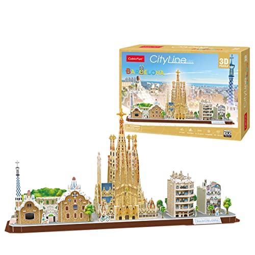3D Puzzle - Barcelona City Line | 3D Puzzle Für Kinder Un 3D Puzzle Für Erwachsene | Modellbausatz Erwachsene | Geschenk Für Kinder | 3D Puzzle Kinder Ab 8 | 186 Teile von Party town
