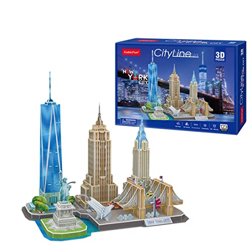 3D Puzzle - New York City Line | 3D Puzzle Für Kinder Un 3D Puzzle Für Erwachsene | Modellbausatz Erwachsene | Geschenk Für Kinder | 3D Puzzle Kinder Ab 8 | 123 Teile von Party town