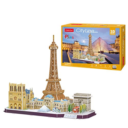3D Puzzle - Paris City Line | 3D Puzzle Für Kinder Un 3D Puzzle Für Erwachsene | Modellbausatz Erwachsene | Geschenk Für Kinder | 3D Puzzle Kinder Ab 8 | 114 Teile von Party town