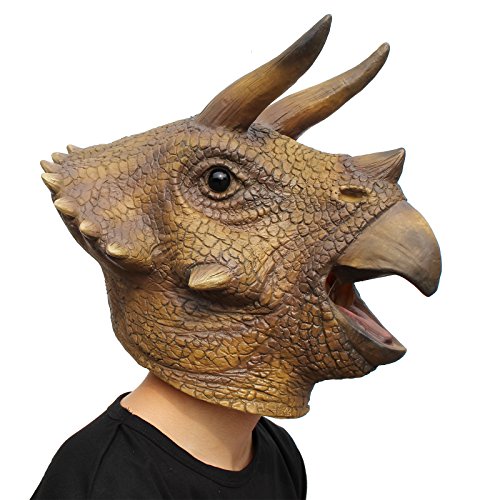 PartyCostume Halloween Kostüm Party Tierkopf Latex Maske Dinosaurier Triceratops von PartyCostume