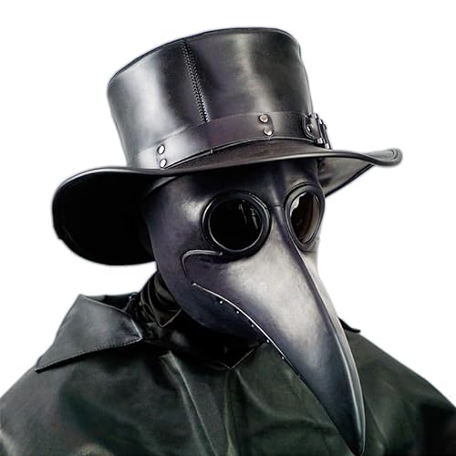 Schwarz Pest Arzt Maske - Lange Nase Vogel Schnabel Steampunk Halloween Kostüm Requisiten Maske, unisex children adult von PartyHop