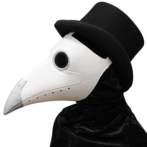 PartyCostume - Weiße Pest Arzt Maske - Lange Nase Vogel Schnabel Steampunk Halloween Karneval Kostüm Requisiten Maske von PartyCostume