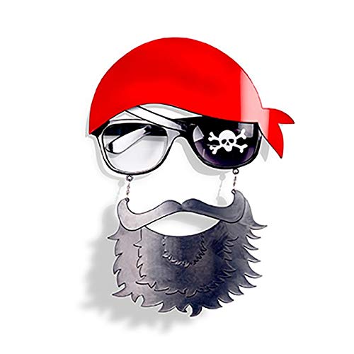 PartyCube Pirate Party Brille mit Bandana, Schnurrbart und Bart aus Kunststoff, Rot, Schwarz, Einheitsgröße, 35608 PartyCube Pirate Party Brille mit Bandana, Schnurrbart und Bart aus Kunststoff, Rot, Schwarz, Einheitsgröße, 35608 von PartyCube
