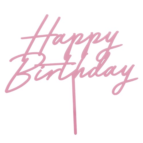 Acryl Cake Topper Happy Birthday – Hellrosa Matt 16,5 cm Höhe – Tortendeko Geburtstag von PartyDeco