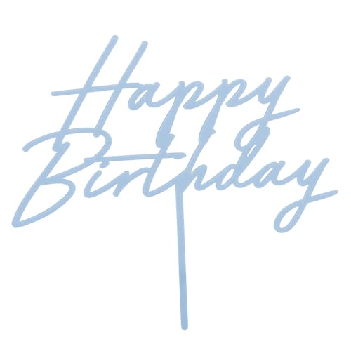 Acryl Cake Topper Happy Birthday – Nebelblau Matt 16,5 cm Höhe – Tortendeko Geburtstag von PartyDeco