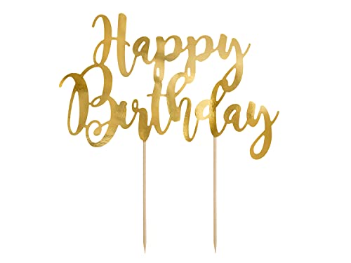 Cake Topper Happy Birthday 22,5 cm x 1 Stück Tortendeko Kuchendeko Tortenstecker Tortenfigur Geburtstag gold Cake Topper Happy Birthday 22,5 cm x 1 Stück Tortendeko Kuchendeko Tortenstecker Tortenfigur Geburtstag gold von PartyDeco