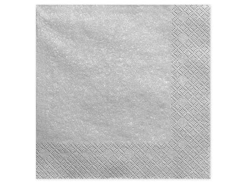 Dreilagige Servietten, silber-metallic, 40x40cm (1 VPE / 20 Stk.) von PartyDeco
