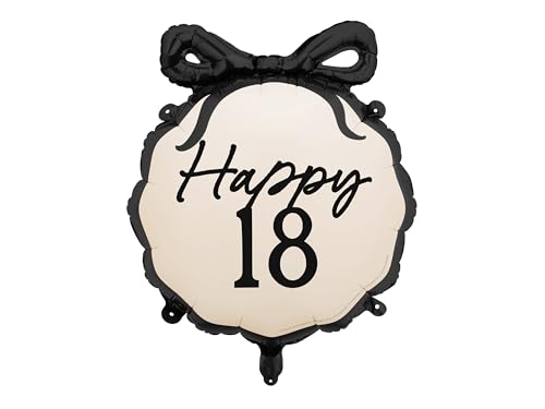 Folienballon 47x53cm Happy 18 - Ballon für Helium oder Luft - Luftballon mit Schleife für Geburtstag Volljährigkeit - Folienluftballon als Geburtstagsdeko Partydeko - Ivory Schwarz Folienballon 47x53cm Happy 18 - Ballon für Helium oder Luft - Luftballon mit Schleife für Geburtstag Volljährigkeit - Folienluftballon als Geburtstagsdeko Partydeko - Ivory Schwarz von PartyDeco