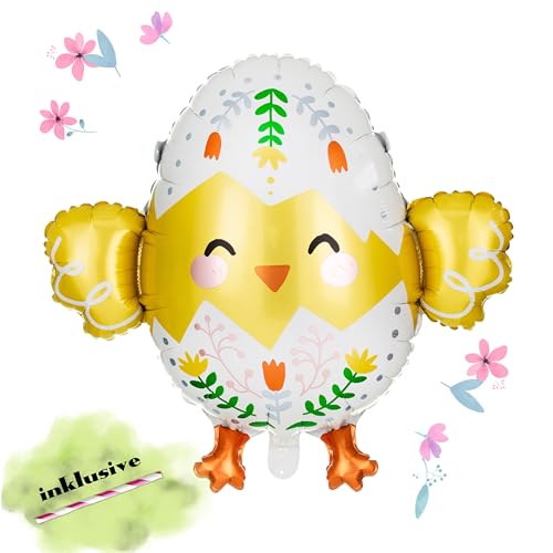 Folienballon Küken XL großer Ballon Babyparty Deko Taufe Baby Shower Party Luftballon Kindergeburtstag Bauernhof Osterdeko Geburtstag oder geburt WIEDERVERWENDBAR von PartyDeco