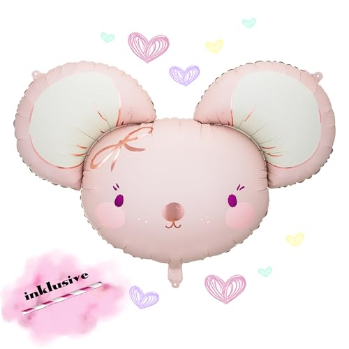 Folienballon süße XXL Maus Kindergeburtstag erster Geburtstag Mädchen Junge Deko Babyparty Geburt Baby Shower Dekoration Kinderzimmer Ballon Rosa CremeWIEDERVERWENDBAR Folienballon süße XXL Maus Kindergeburtstag erster Geburtstag Mädchen Junge Deko Babyparty Geburt Baby Shower Dekoration Kinderzimmer Ballon Rosa CremeWIEDERVERWENDBAR von PartyDeco