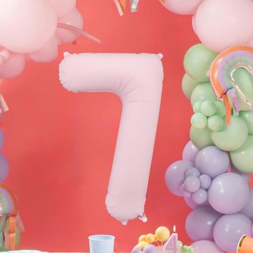Großer hellrosa Folienballon Zahl 7 für Feiern und Kulissen von PartyDeco