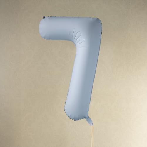 Großer nebelblauer Folienballon Zahl 7 für Feiern und Kulissen von PartyDeco