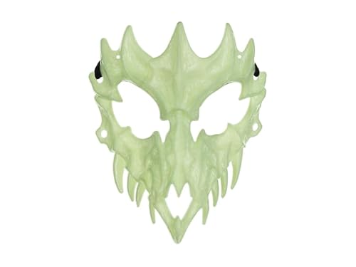 Halloween Maske Schädel Glow in the Dark – ca. 14,5 x 18 cm, leuchtet im Dunkeln, wiederverwendbar, Gruselmaske für Erwachsene, Horror Kostüm Accessoire, Totenkopf Maske, Karneval Party Verkleidung von PartyDeco