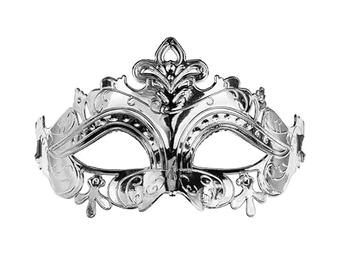 Karnavalmaske Silber mit Band – 17 x 9 cm, elegante Karnevalsmaske für Erwachsene, glänzendes Accessoire für Fasching, Maskenball, Party Karnavalmaske Silber mit Band – 17 x 9 cm, elegante Karnevalsmaske für Erwachsene, glänzendes Accessoire für Fasching, Maskenball, Party von PartyDeco