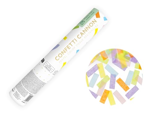 Konfettikanone mit Streifen 20cm x 24 Stück - 5 bis 8 m Effekthöhe - Konfetti Kanone Geburtstag Hochzeit - Party Popper - Konfettiregen Shooter - Konfettibombe - Bunt Pastell von PartyDeco
