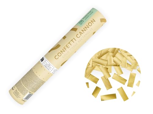 Konfettikanone mit Streifen 20cm x 24 Stück - 5 bis 8 m Effekthöhe - Konfetti Kanone Geburtstag Hochzeit - Party Popper - Konfettiregen Shooter - Konfettibombe - Gold von PartyDeco