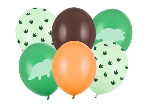 Luftballons Dinosaurier Triceratops 30cm 6er Set - Latexballons, grüne Dinosaurierpfoten, 6 Stück, 30 cm - Grün Orange Luftballons Dinosaurier Triceratops 30cm 6er Set - Latexballons, grüne Dinosaurierpfoten, 6 Stück, 30 cm - Grün Orange von PartyDeco
