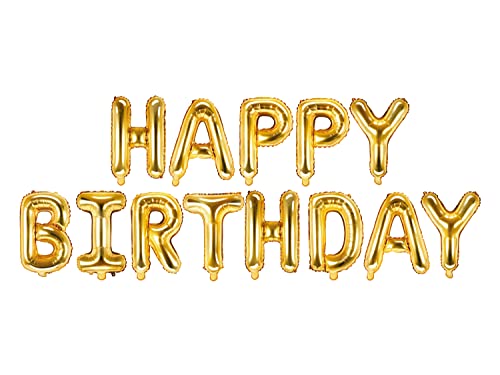 PartyDeco Ballon-Girlande Happy Birthday in Gold – ca. 340x35 cm – Buchstabengirlande mit Luft befüllbar – Geburtstagsdeko mit Ventil & Strohhalm – wiederverwendbar PartyDeco Ballon-Girlande Happy Birthday in Gold – ca. 340x35 cm – Buchstabengirlande mit Luft befüllbar – Geburtstagsdeko mit Ventil & Strohhalm – wiederverwendbar von PartyDeco