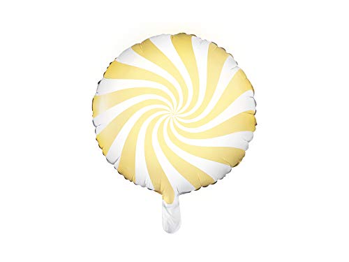 PartyDeco Folie Candy Bonbon Lolly Ballon in Hellgelb Weiß- Hel Luftballon Rund- Größe ca 35 cm Ballon Girlande Kulisse Hochzeit Dekoration Geburtstag Weihnachten Halloween PartyDeco Folie Candy Bonbon Lolly Ballon in Hellgelb Weiß- Hel Luftballon Rund- Größe ca 35 cm Ballon Girlande Kulisse Hochzeit Dekoration Geburtstag Weihnachten Halloween von PartyDeco