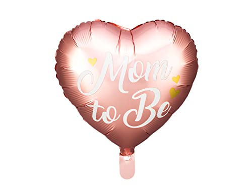 PartyDeco Folie Herz rosa Ballon gedruckt Mama zu sein auf Hel Air hängende Dekoration für Baby Dusche Geschlecht Reveal Party Ballon Girlande/Folienballon Herz Mom to Be 35cm Helium Luftballon von PartyDeco