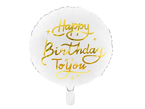 Folienballon Happy Birthday to You 35cm rund Helium Luftballon Kindergeburtstag Geburtstag weiß gold Folienballon Happy Birthday to You 35cm rund Helium Luftballon Kindergeburtstag Geburtstag weiß gold von PartyDeco