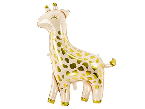 PartyDeco Giraffe Folienballon- Safari Geburtstag Folienballon in Creme Farbe mit Metallic Druck- Größe ca. 80 x 102 CM von PartyDeco