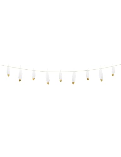 PartyDeco Girlande Federn Weiß-Gold hängende Dekoration Banner Zubehör für Erstkommunion Hochzeit Taufe PartyDeco Girlande Federn Weiß-Gold hängende Dekoration Banner Zubehör für Erstkommunion Hochzeit Taufe von PartyDeco
