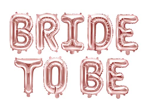 PartyDeco Helium Luftballon Hochzeitsdeko Deko - Hochzeit Folienballon - Bride to BE - Rose Gold - 340x35 cm von PartyDeco