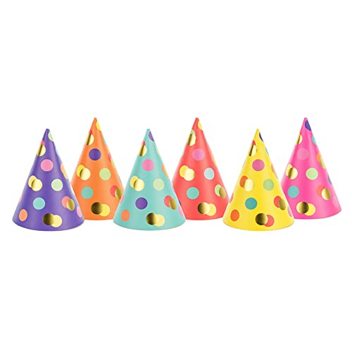 PartyDeco Hütchen Dots Mix 16cm 6 Stk. Geburtstagsfeier Geburtstagshüte Happy Birthday Party Dekoration von PartyDeco