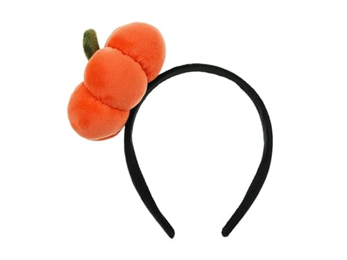 PartyDeco Kürbis-Stirnband in Orange-Schwarz – ca. 16,5 x 17 cm – Halloween Haarreif mit Plüsch-Kürbis Kostümzubehör Herbst Kopfschmuck von PartyDeco