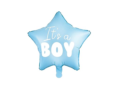 Folienballon Stern I'ts a boy 48 cm x 1 Stück Luftballons für Babyparty hellblau zur Geburt Junge von PartyDeco