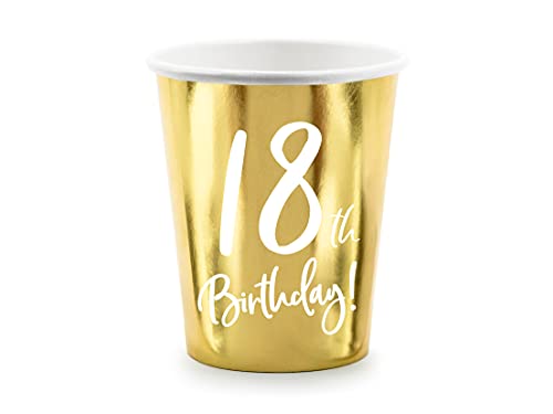 PartyDeco Pappbecher in Gold mit Aufschrift 18th Birthday- Einweg Runde Geburtstag Tassen- 18. Geburtstag Achtzehn Set Tassen PartyDeco Pappbecher in Gold mit Aufschrift 18th Birthday- Einweg Runde Geburtstag Tassen- 18. Geburtstag Achtzehn Set Tassen von PartyDeco