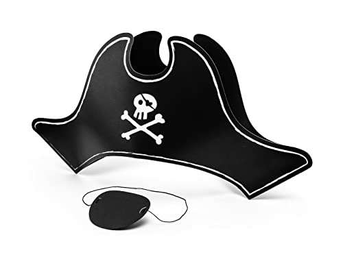 PartyDeco Piratenhut mit Öse Bandana Schwarz Papier Halloween Kostüm Kopfbedeckung Piratenhut Kostüm für Kinder Karneval Silvester Bandana Piratenflagge PartyDeco Piratenhut mit Öse Bandana Schwarz Papier Halloween Kostüm Kopfbedeckung Piratenhut Kostüm für Kinder Karneval Silvester Bandana Piratenflagge von PartyDeco