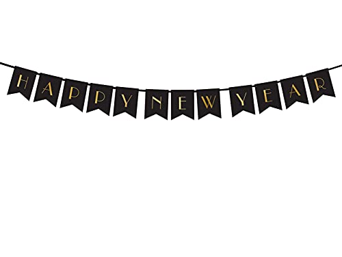 Banner Happy New Year, in Schwarz, 15 x 170 cm Banner Happy New Year, in Schwarz, 15 x 170 cm von PartyDeco