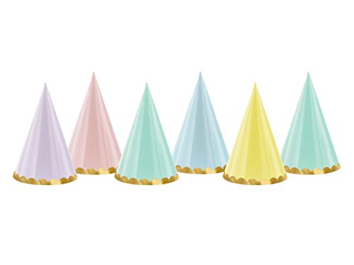 Partyhüte Partyhütchen Set 6 Stück Pastell mit Goldrand Partyhüte Partyhütchen Set 6 Stück Pastell mit Goldrand von PartyDeco