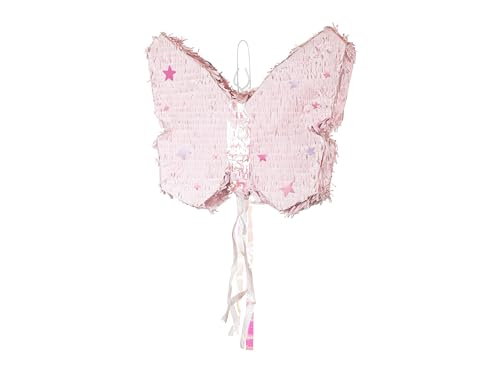 Piñata 58x48x10cm Schmetterling - Party Dekoration zum Befüllen - Partyspiele für Kindergeburtstag Mädchen Geburtstag Hochzeit Party - Geburtstagsdeko Partydeko & Partyzubehör - Rosa von PartyDeco