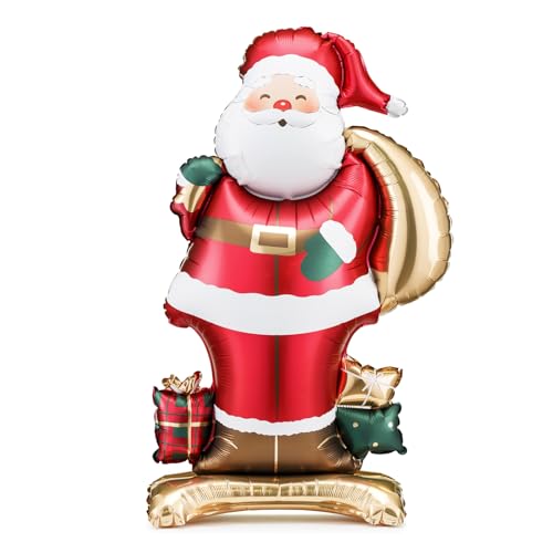 Stehender Folienballon Weihnachtsmann Farbmix – ca. 48,5 x 84 cm aufgeblasen, Luftfüllung, wiederverwendbar, inkl. Strohhalm, Weihnachten Deko Ballon, Santa Claus Figur, Party Dekoration, Stehender Folienballon Weihnachtsmann Farbmix – ca. 48,5 x 84 cm aufgeblasen, Luftfüllung, wiederverwendbar, inkl. Strohhalm, Weihnachten Deko Ballon, Santa Claus Figur, Party Dekoration, von PartyDeco
