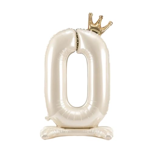 Stehender Folienballon Zahl „0“ – Hellcreme – mit Krone – 84 cm – Luftbefüllbar Stehender Folienballon Zahl „0“ – Hellcreme – mit Krone – 84 cm – Luftbefüllbar von PartyDeco