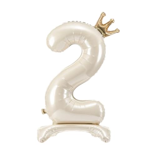 Stehender Folienballon Zahl „2“ – Hellcreme – mit Krone – 84 cm – Luftbefüllbar Stehender Folienballon Zahl „2“ – Hellcreme – mit Krone – 84 cm – Luftbefüllbar von PartyDeco