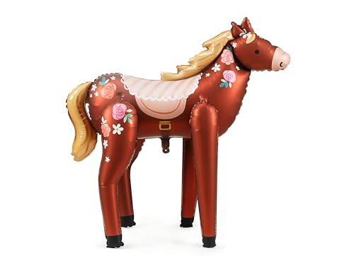 XXL Folienballon Pferd süßes Pony Ballon Deko Geburtstag Kindergeburtstag Mädchen Junge Geschenk Kinder Reiter Deko Reiterschule Reiterhof Motto Ballon 100cm (Folienluftballon Pferd XXXL) von PartyDeco