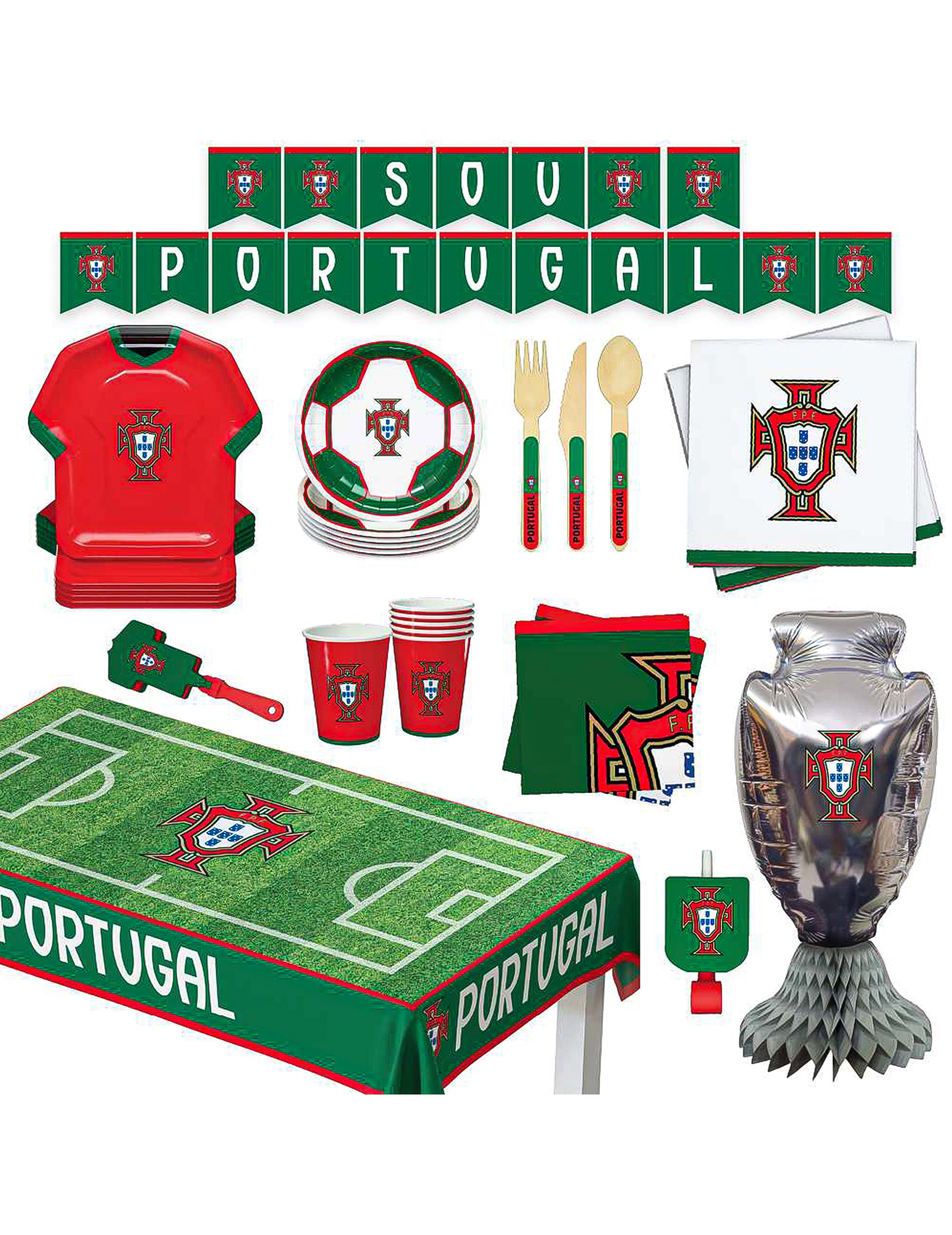 Portugal Fan-Set 75-tlg. Party-Set Portugal Fan-Set 75-tlg. Party-Set von PartyDroid