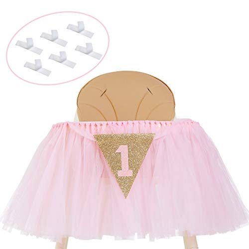 1. Geburtstag Mädchen Dekoration Hochstuhl Tutu Rock Banner Nr. 1 – Cake Smash 1. Geburtstag Dekorationen für Baby Mädchen – Erster Geburtstag Banner Hochstuhl Mittelstück in Baby Rosa und Gold 1. Geburtstag Mädchen Dekoration Hochstuhl Tutu Rock Banner Nr. 1 – Cake Smash 1. Geburtstag Dekorationen für Baby Mädchen – Erster Geburtstag Banner Hochstuhl Mittelstück in Baby Rosa und Gold von PartyHooman
