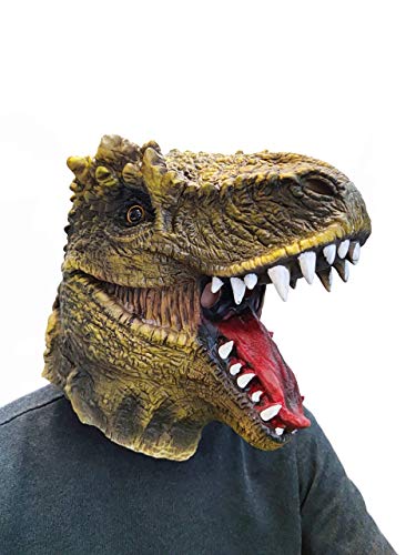 PartyHop Dinosaurier Maske T-Rex Kopf Tier Latex Vollkopf Realistische Masken Kostüm für Halloween Karneval Kostüm Party, Lustige Gesichtsmasken für Erwachsene von PartyHop