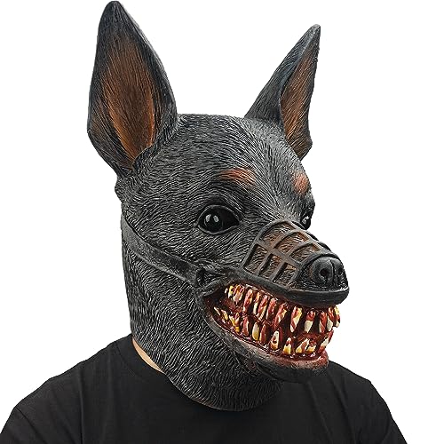 PartyHop Horror Zombie Hund Maske Tier Latex Vollkopf Realistische Masken für Halloween Karneval Kostüm Party Parade von PartyHop