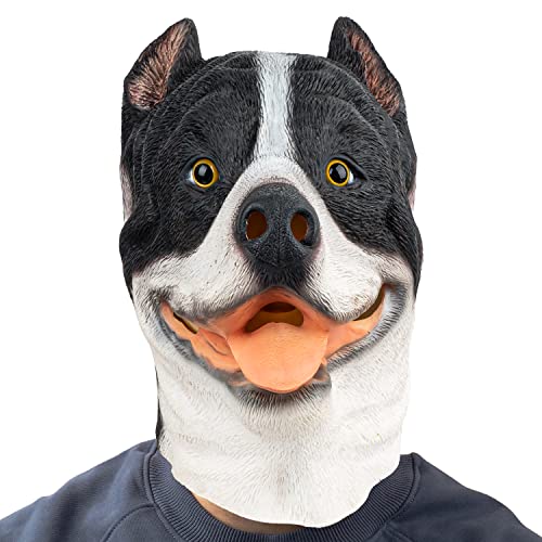 Partyhop Hund Tier Maske Latex Voller Kopf Realistische Bulldogge Masken Fancy Kleid für Halloween Karneval Kostüm Party von PartyHop