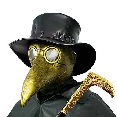 PartyHop Pest Doctor Mask, Golden Bird Beak Steampunk Gas Costume, für Kinder und Erwachsene von PartyHop