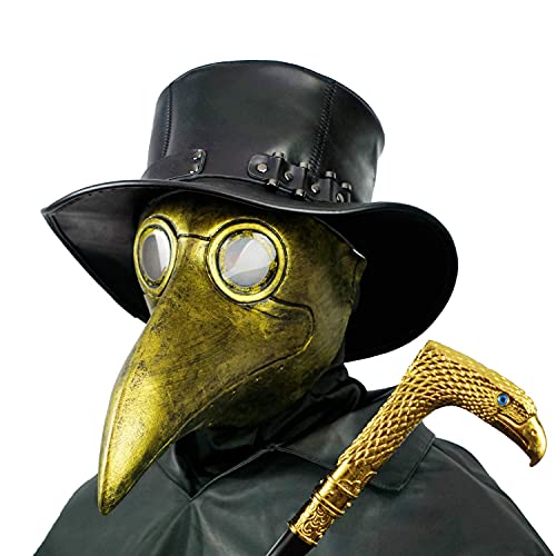 PartyHop Pest Doctor Mask, Golden Bird Beak Steampunk Gas Costume, für Kinder und Erwachsene PartyHop Pest Doctor Mask, Golden Bird Beak Steampunk Gas Costume, für Kinder und Erwachsene von PartyHop