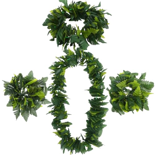 Hawaiianisches KostüM-Set Mit Grüner Girlande Halskette Stirnband Und Armbändern für Sommerpartys Hochzeitsdekoration Luau-Feiern Und Poolpartys Hawaiianisches KostüM-Set Mit Grüner Girlande Halskette Stirnband Und Armbändern für Sommerpartys Hochzeitsdekoration Luau-Feiern Und Poolpartys von PartyKindom