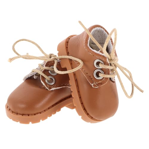 PartyKindom 1 Paar Mini Doll Lederschuhe mini Schuhe für Miniaturschuh simuliert Babypuppe Puppen-DIY-Kostüm dekorative Puppenschuhe Kunstleder Light Brown von PartyKindom